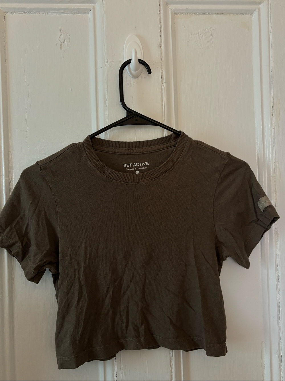 SET Active Olive Green Crop Tee